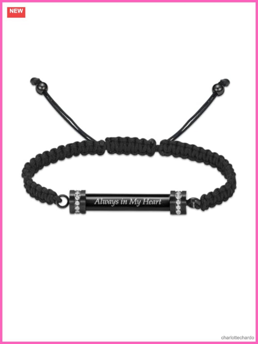 Cremation Urn Bracelet for Ashes Braided Rope Adjustable Bangle 316L Stainless